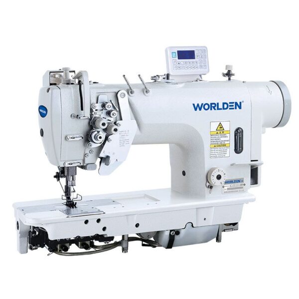 WORLDEN Automatic double needle lockstitch sewing machine with split needle bar